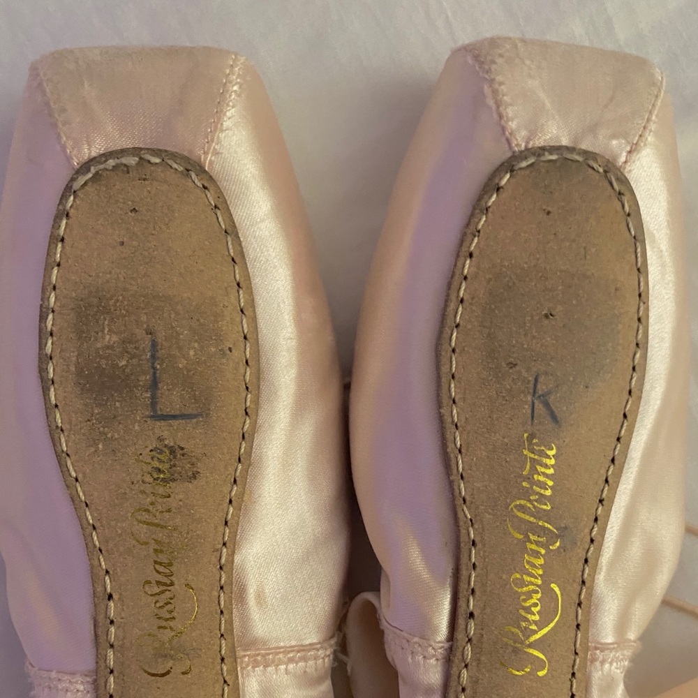 Russian Pointe shoes with strings to tie